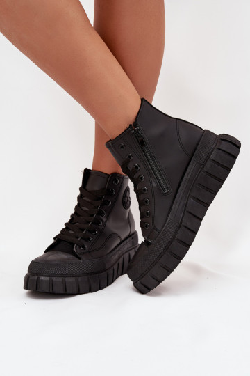 réchauffer chaussures de loisirs à semelles Féminin avec une plateforme Verrouillage couleur noire Sarira 2