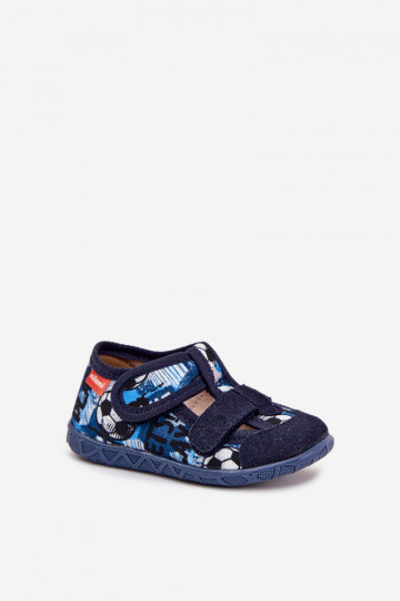 Chaussons Milami Puéril avec attaches adhésives DANS Des balles bleu foncé Reathiana