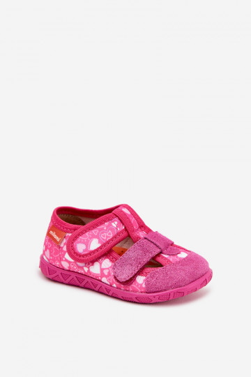 Chaussons Milami Puéril avec attaches adhésives avec des coeurs couleur rose Reathiana