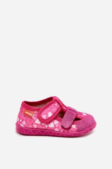 Chaussons Milami Puéril avec attaches adhésives avec des coeurs couleur rose Reathiana 2