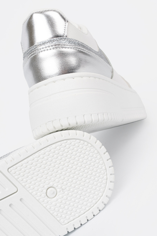Blanc argent Chaussures modèle baskets z połyskującymi detalami