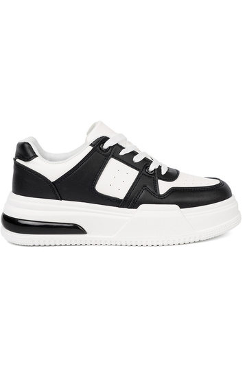 Élégant noir et blanc Chaussures modèle baskets z grubą podeszÀą 2