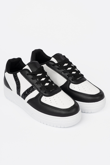 Élégant noir-couleur blanche Chaussures modèle baskets z pailletteHibouxmi ÀstaÀkami