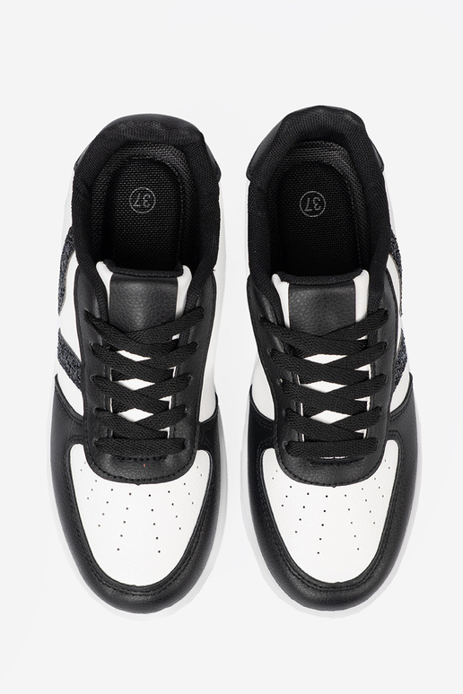 Élégant noir-couleur blanche Chaussures modèle baskets z pailletteHibouxmi ÀstaÀkami