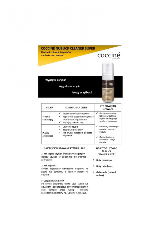 Coccine Mousse nettoyante pour daim et textiles Nubuck Nettoyant Nubuck
