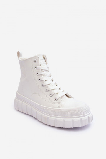 Chaussures décontractées en cuir isolées avec fourrure Big Star MM274624 blanches