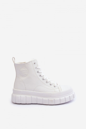 Chaussures décontractées en cuir isolées avec fourrure Big Star MM274624 blanches 2
