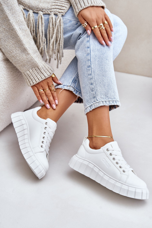 réchauffer Chaussures modèle baskets Féminin Big Star MM274616 couleur blanche