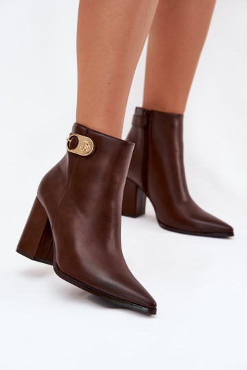 Bottines pour femmes avec détails dorés, couleur chocolat Tharina 2