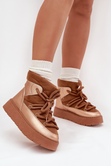 Faible Bottes de neige Féminin réchauffer avec de la fourrure à l intérieurGrubym DANSiązaniem marron Xarina