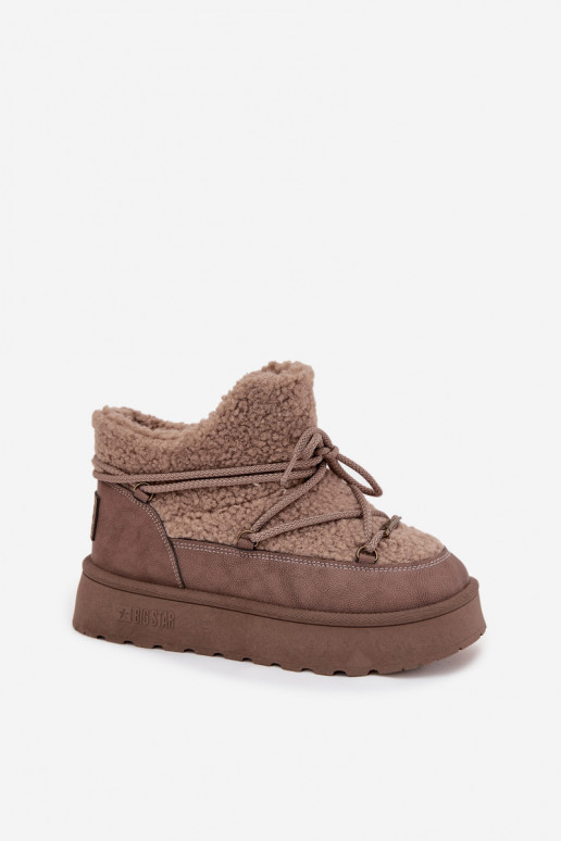 Bottes de neige Féminin avec une plateforme avec un manteau de fourrure Typu Baranek Big Star SS274112 marron