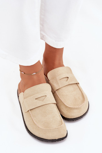 Chaussons Sabots Féminin avec une plateforme beige Nivalia