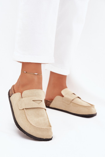 Chaussons Sabots Féminin avec une plateforme beige Nivalia 2