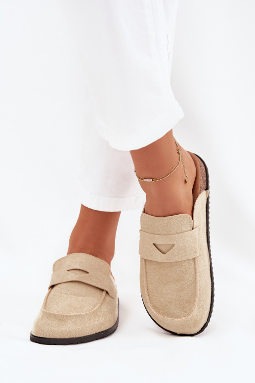Chaussons Sabots Féminin avec une plateforme beige Nivalia