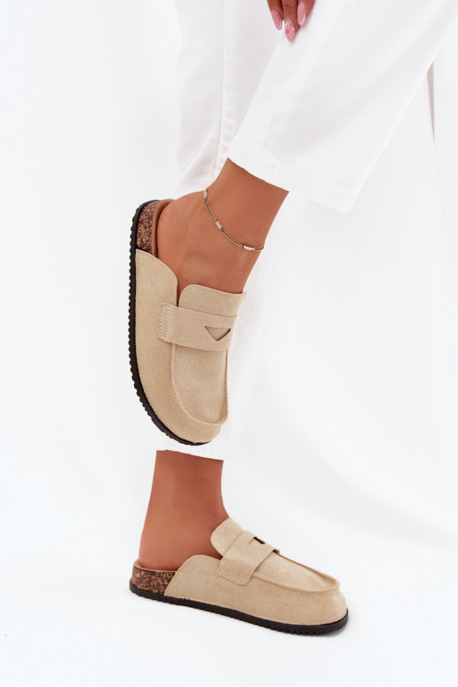 Chaussons Sabots Féminin avec une plateforme beige Nivalia