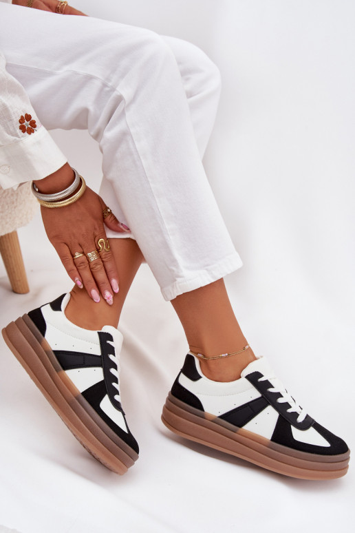 Sneakesy Féminin avec une plateforme Blanc-couleur noire Sivirae