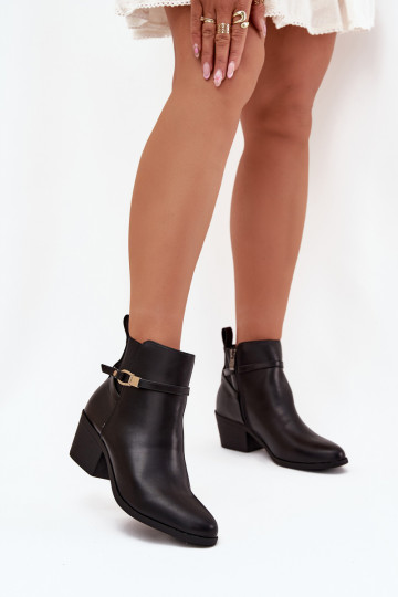 Bottes pour femmes Au Châteauavec des bandesem I couleur doréem Detalem couleur noire Zelinae 2