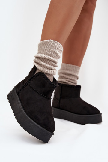 Bottes de neige femmes à plateforme et coutures Big Star SS274128 couleur noire