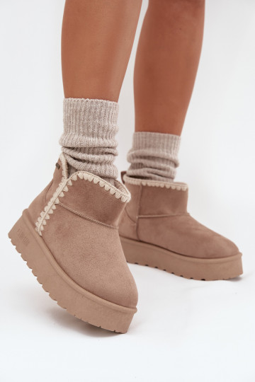 Bottes de neige femmes à plateforme et coutures Big Star SS274129 couleur sable 2