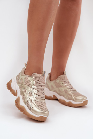 baskets Chaussures modèle baskets Féminin Big Star SS274014 HI-POLY SYSTEM beige-couleur dorée 2