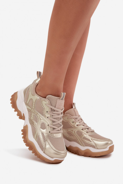 baskets Chaussures modèle baskets Féminin Big Star SS274014 HI-POLY SYSTEM beige-couleur dorée