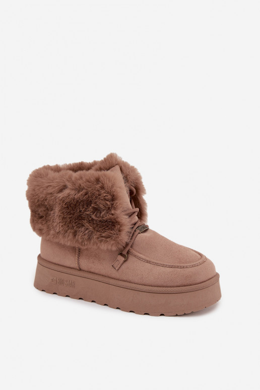 Bottes de neige Féminin avec une plateforme avec un manteau de fourrure I DANSiązaniem Big Star SS274114 beige