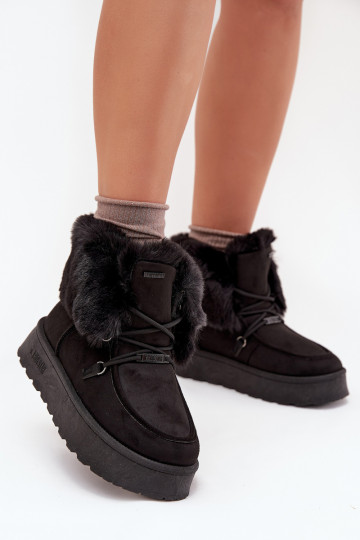 Bottes de neige femmes à plateforme, fourrure et lacets Big Star SS274113 couleur noire 2