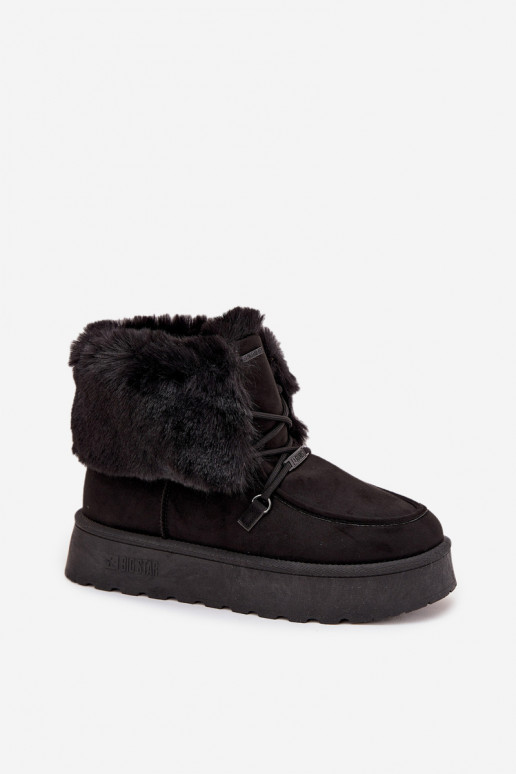 Bottes de neige Féminin avec une plateforme avec un manteau de fourrure I DANSiązaniem Big Star SS274113 couleur noire