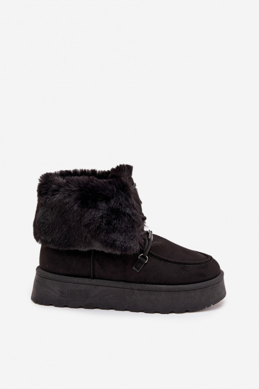 Bottes de neige Féminin avec une plateforme avec un manteau de fourrure I DANSiązaniem Big Star SS274113 couleur noire