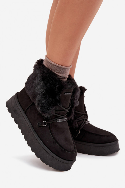 Bottes de neige Féminin avec une plateforme avec un manteau de fourrure I DANSiązaniem Big Star SS274113 couleur noire
