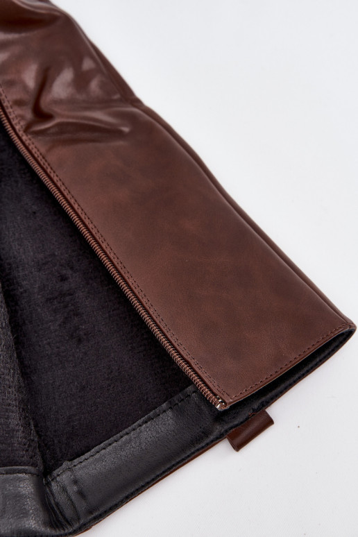 Bottes longues pour femmes à talons bas, doublées, couleur brune Averna