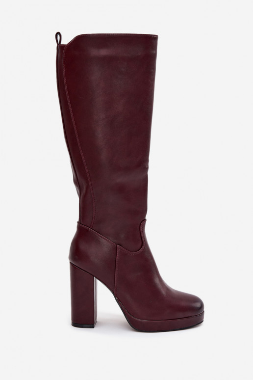 bottes pour femmes hauteur genou avec des talons Eko Peau Bourgogne Thalina bottes pour femmes hauteur genou avec des talons Eko Peau Bourgogne Thalina