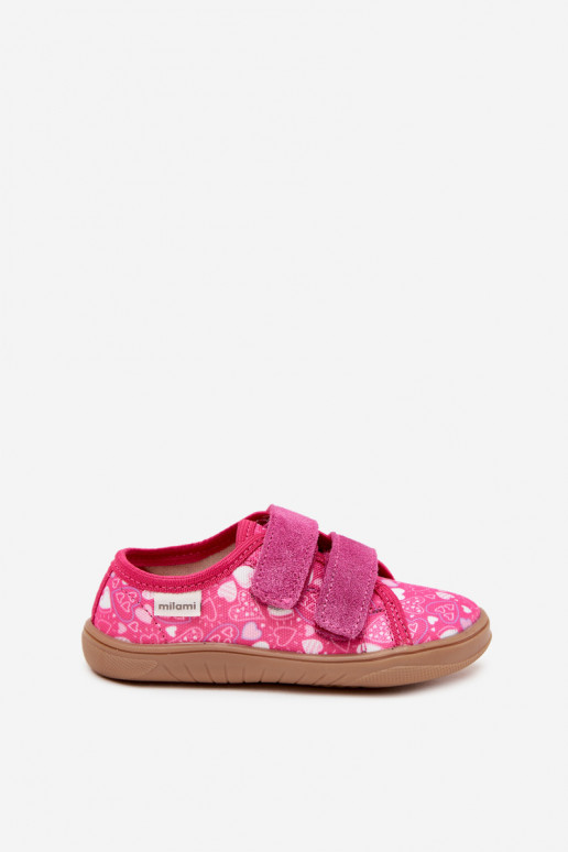 Chaussons Barefoot Puéril avec des coeurs Milami couleur rose Saphira