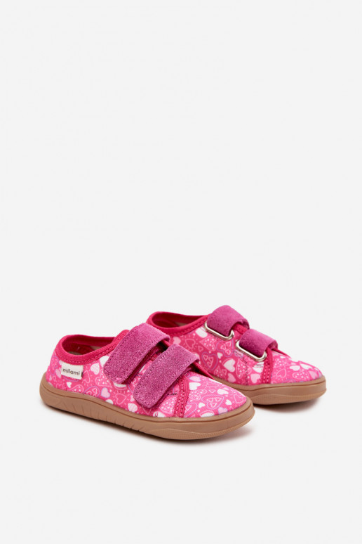 Chaussons Barefoot Puéril avec des coeurs Milami couleur rose Saphira