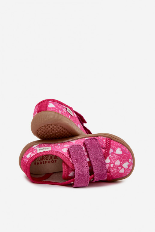 Chaussons Barefoot Puéril avec des coeurs Milami couleur rose Saphira