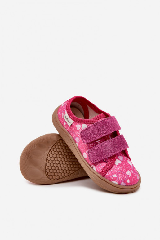 Chaussons Barefoot Puéril avec des coeurs Milami couleur rose Saphira
