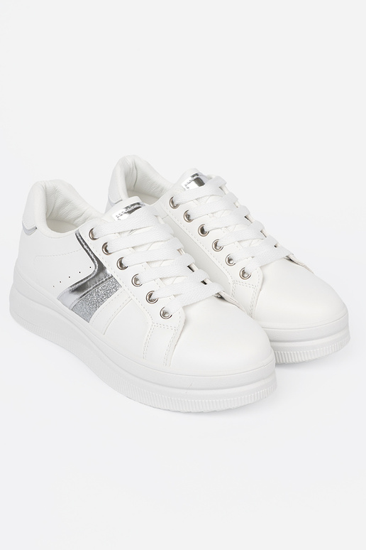 couleur blanche Chaussures modèle baskets z métalliquem argentm akcentem