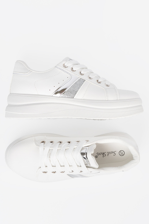 couleur blanche Chaussures modèle baskets z métalliquem argentm akcentem