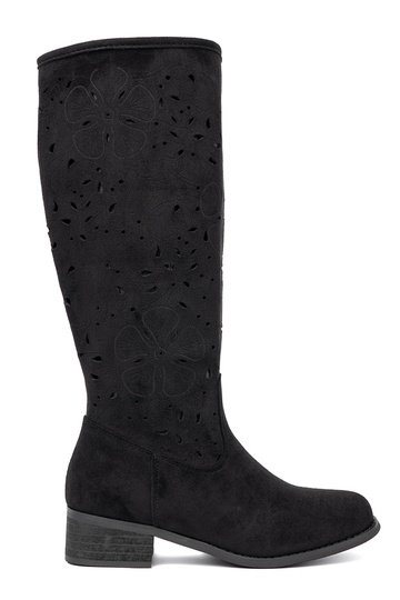en daim couleur noire bottes longues przed kolano 2