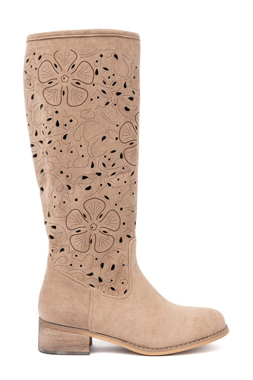 en daim beige bottes longues przed kolano