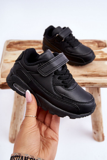 Baskets en cuir noires pour enfants sur plateforme Lori