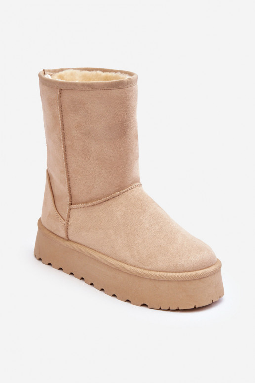 Féminin Bottes de neige avec un manteau de fourrure beige Abrams