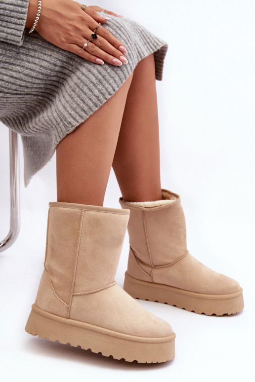 Féminin Bottes de neige avec un manteau de fourrure beige Abrams