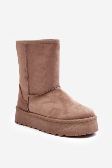 Féminin Bottes de neige avec un manteau de fourrure beige Abrams