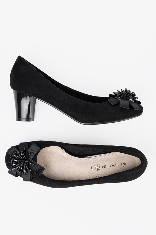 couleur noire talons hauts z ozdobnym kÀiatem