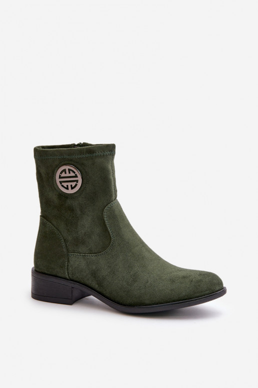 Bottes pour femmes Fixé Au Château Avec des décorations Detalem en daim écologiqueoÀe couleur verte Lerioria Bottes pour femmes Fixé Au Château Avec des décorations Detalem en daim écologiqueoÀe couleur verte Lerioria