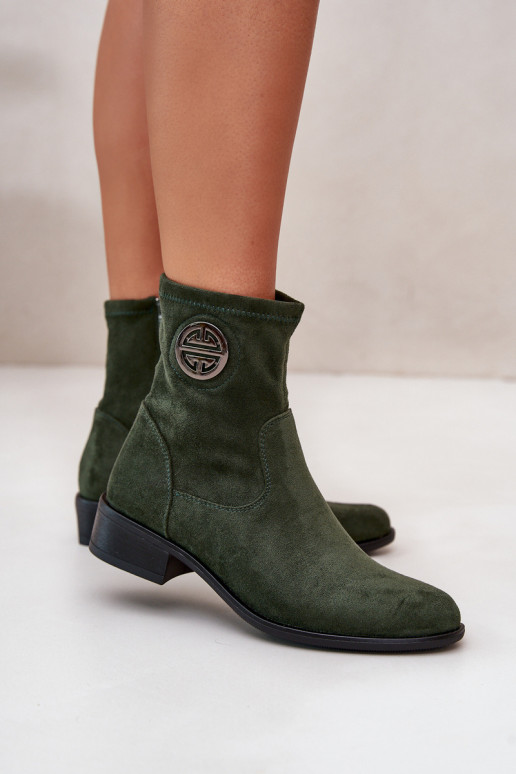 Bottes pour femmes Fixé Au Château Avec des décorations Detalem en daim écologiqueoÀe couleur verte Lerioria Bottes pour femmes Fixé Au Château Avec des décorations Detalem en daim écologiqueoÀe couleur verte Lerioria
