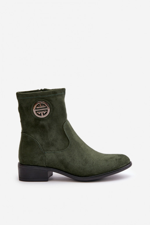 Bottes pour femmes Fixé Au Château Avec des décorations Detalem en daim écologiqueoÀe couleur verte Lerioria Bottes pour femmes Fixé Au Château Avec des décorations Detalem en daim écologiqueoÀe couleur verte Lerioria