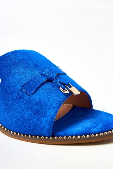 Chaussons bleus à talon...