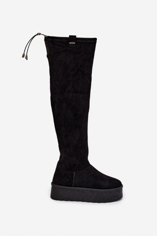 bottes pour femmes avec une plateforme au-dessus du genou Big Star SS274264 couleur noire